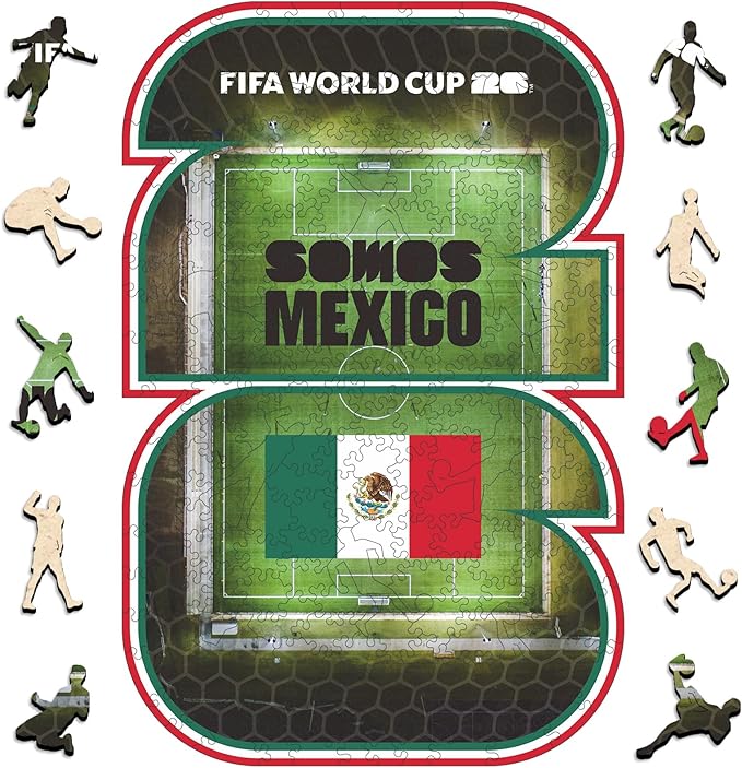 FIFA Mexico 26 Wooden Puzzle for Adult, 200 Pieces Irregular Shape Puzzle, 5MM Thick,Creative Collectible Gift for Fans, Officially Licensed Product, 9.3 x 12