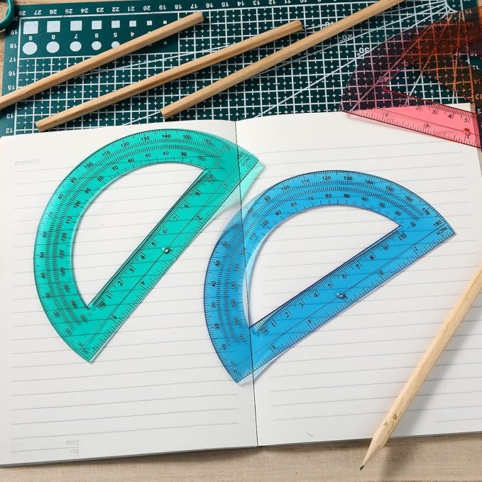 Zonon 100 Pieces Protractors Bulk Plastic 180 Degrees 6 Inch Translucent Protractors for Geometry, Angle Measurement, Students School Supplies