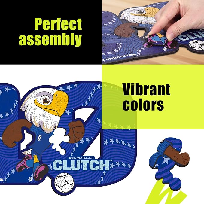 WOODLUX FIFA 2026 World Cup USA Mascot The Bald Eagle 150 Pieces Wooden Puzzles for Kids & Adults, Irregular Shape Jigsaw Puzzle, 5MM Thick, Officially Licensed Product