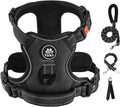 IVY&LANE No Pull Dog Harness for Small Dogs, Dog Vest Harness with Leash, Safety Belt and Storage Strap, Fully Adjustable Harness, 360° Reflective Strip, Soft Handle (Black, S)