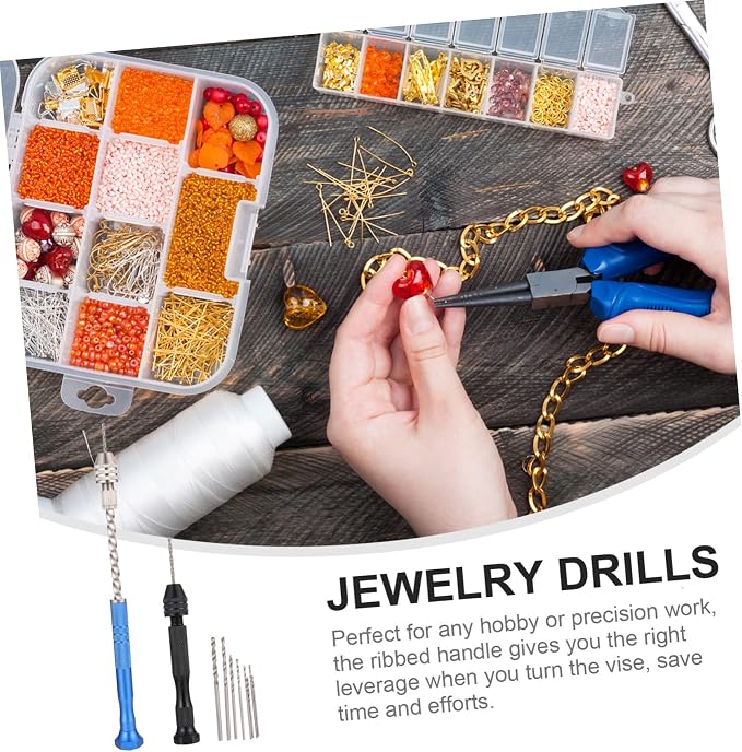HOMSFOU 3sets Hand Drill Steel Jewelry Drills Pin Vise for Precision Hobby Work and More Durable and Easy to Operate