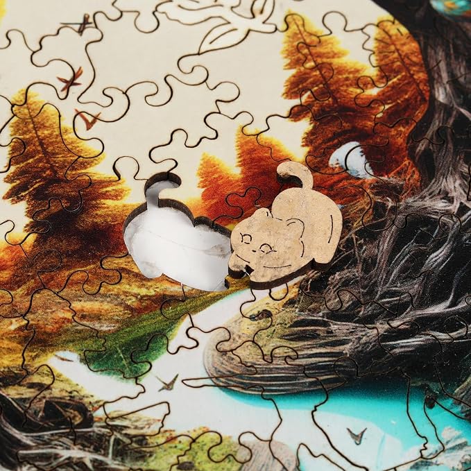 MEATRN Tree River 500 Pieces Wooden Puzzles for Adults - Autumn Landscape Jigsaw Puzzle with Colorful Trees and Flowing River, Family Night Fun, 16.9x16.8 in