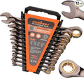 HORUSDY 12-Piece SAE Ratcheting Wrench Set | 1/4” to 7/8“ | Ratchet Combination Wrenches Set with Organizer | 72-Teeth | Chrome Vanadium Steel