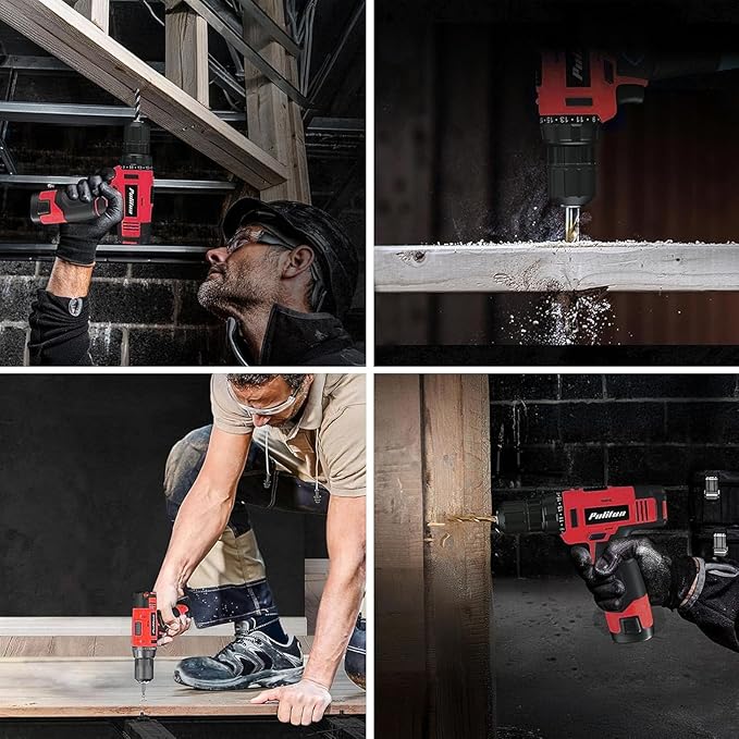 PULITUO 148-Piece Home Drill Set with 12V Red Cordless Drill, Hand Tools, Tool Box, Ideal for Men, Women, and DIY Enthusiasts for Home Improvement.