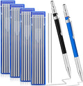 Gersoniel 2 Pcs Welders Pencil with 48 PCS Round Refills Mechanical Pencils Metal Welding Marker for Tube Pipe Fitter Welder Steel Construction Woodworking (Silver)