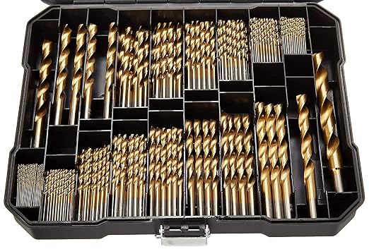 Metric 230 Pieces Titanium Twist Drill Bit Set, 135° Tip High Speed Steel, Size from 1mm up to 10mm, Ideal Drilling in Wood/Cast Iron/Aluminum Alloy/Plastic/Fiberglass, with Hard Storage
