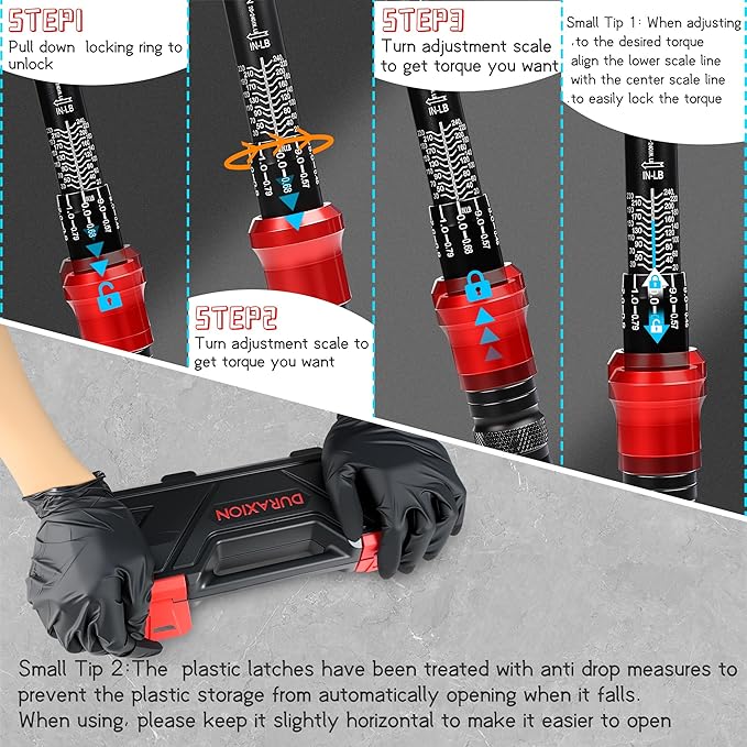 1/4-Inch Drive Torque Wrench 20-240in.lb/2.3-27.1Nm, ±3% Precision Dual Direction Torque Wrenches with 72-Tooth Dual Range Scales