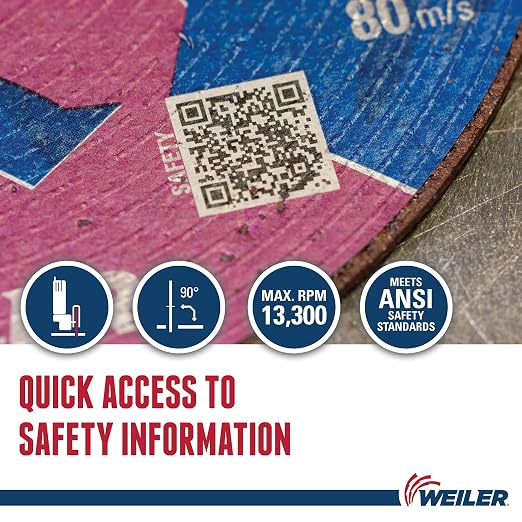 Weiler 58300 4-1/2 Inch Cutting Wheel, Tiger Ceramic Stainless Steel Superior Life & Cut Contaminant Free Max Performance Cutting, .045" CER60S Type 1 7/8" Arbor, Pack of 25