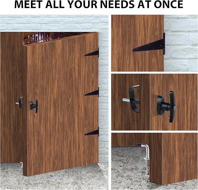 Shed Door Hardware Kit with Hinges, Latch, Lock, and Handle - Complete Gate Hardware Set for Your Shed Door