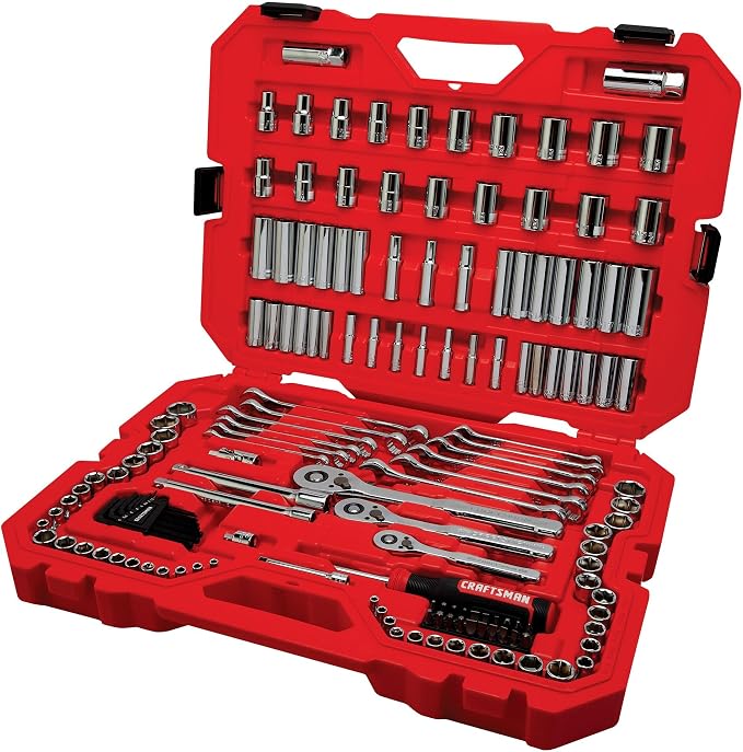 CRAFTSMAN Socket Set, 159 Piece Socket Wrench Set Mechanics Tools 1/4-in., 3/8-in., and 1/2-in(, 6 Point and 12 Point, 90-Tooth (CMMT12125)