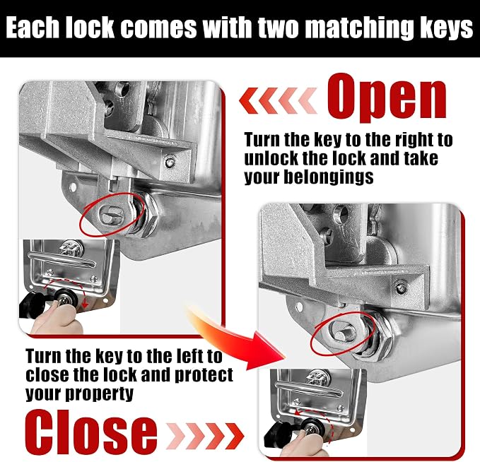 2Pcs Tool Box Latch T Handle Latches Stainless Steel Car Trailer Door LockHighly Polished with Replacement for Keys Suitable for Trailer Door RV Camper Truck Bed Toolboxes Folding with Gasket