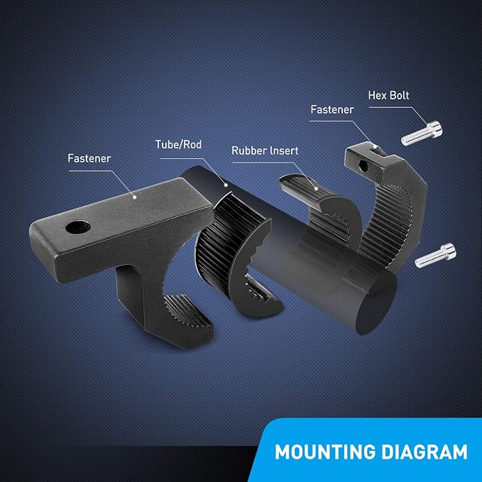 Nilight - 90020D 4PCS Mounting Bracket Kit LED Off-Road Light Horizontal Bar Tube Clamp Roof Roll Cage Holder,2 Years Warranty, Black for 1"/1.5"/1.75"/2" Bar (Pack of 10)