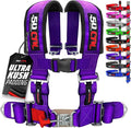 1pc 50 Cal Purple 4pt 4 Point Harness 3" straps, Racing Harness Seat Belt | Ultra Kush padding, Push Button quick release hardware. Universal Fit for UTV, RZR, race car