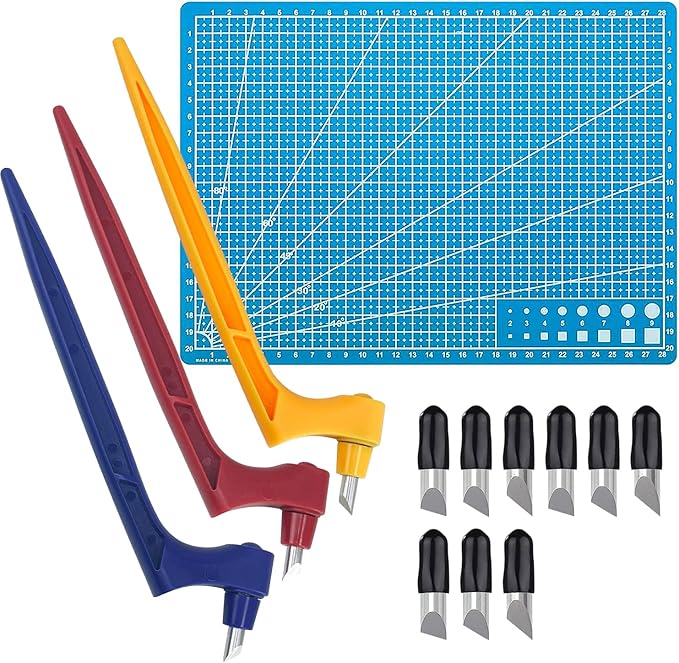 Sutekus 13pcs Craft Cutting Tools Set, 360° Rotating Art Cutting Tools with Replacement Blade and Cutting Mat for DIY Craft, Graphic Design, Scrapbooking