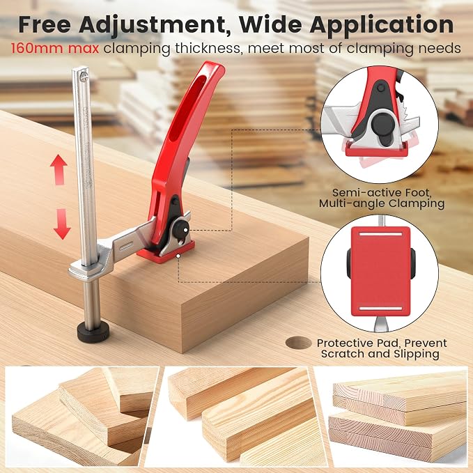 Housolution Bench Dog Clamp, 3/4 inch Dog Holes Workbench Clamp | Adjustable MFT Table Hold Down Quick Fixed Clip, Workbench Accessories for Wood Carving Routing Sanding, 2 Pack