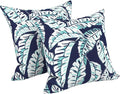 LVTXIII Outdoor/Indoor Throw Pillows, Decorative Throw Pillows with Inserts, 18"x18" Square Pillows for Bed, Couch, Sofa and Patio Furniture, Set of 2, Baltic Palms White