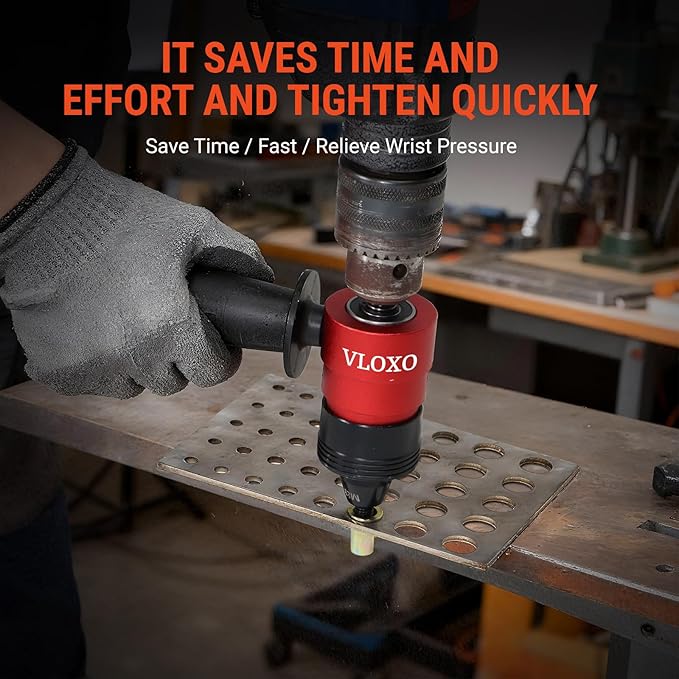 VLOXO Rivet Nut Drill Adapter for Electric Drill, Upgraded Rivet Gun Kit with 13 Different Iron Heads and 245Pcs Rivnuts Professional Rivet Nut Tool Kits Include Case