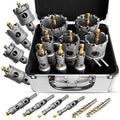 10 PCS (1/2" to 1-7/8") Carbide Hole Saw Kit for Metal - Heavy Duty TCT Hole Cutter Drill Bits Set with Titanium Pilot & L-Wrench, for Stainless Steel,Iron,Aluminum, Metal