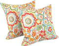 LVTXIII Outdoor/Indoor Throw Pillows, Decorative Throw Pillows with Inserts, 18"x18" Square Pillows for Bed, Couch, Sofa and Patio Furniture (Set of 2, Flower Multi)