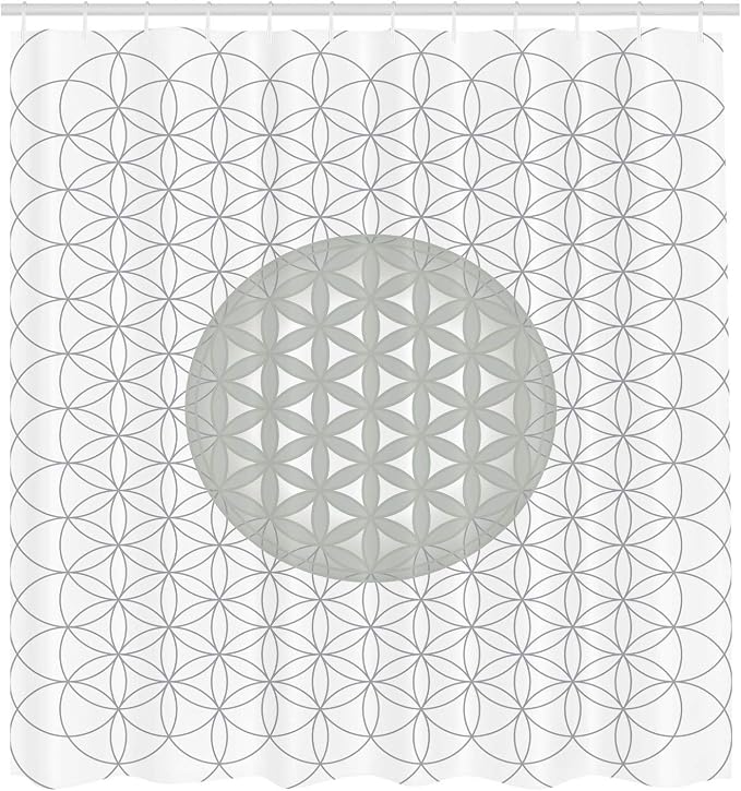 Ambesonne Geometry Shower Curtain, Interlace Circles of Time and Space Theme Vortex Natural Geometry Myth Form, Cloth Fabric Bathroom Decor Set with Hooks, 69" W x 75" L, Pale Grey