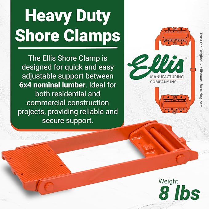 Ellis Shore Clamps - 6x6 Lumber Size, Adjustable Support System, Durable & Secure, Long-Lasting for Woodworking
