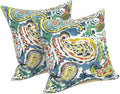 LVTXIII Outdoor Throw Pillows 16x16 Inch, Set of 2 Square Decorative Pillows with Inserts for Patio Furniture, Porch Chair, Garden Sofa, Paradise Paisley