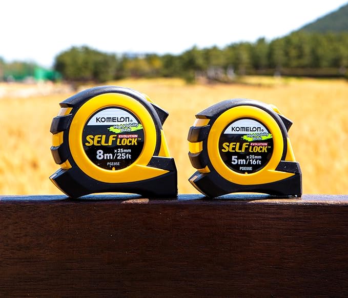 Komelon PSE55E 5M/16' Metric Self-Lock Tape Measure, Yellow/Black