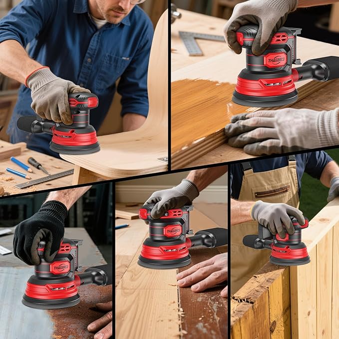 Cordless Orbital Sander Compatible For Milwaukee 18V, Electric Orbit Sander with Brushless 12000 RPM 6 Variable discs Speed Sander Machine With Dust Collector for Woodworking Sanding (No Battery)