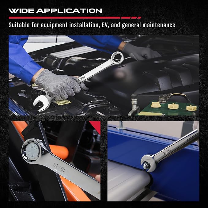 30-Piece Combination Wrench Set - Open End Wrench Set with Organizer Professional 12 Point Wrench Kit Tool for Mechanic Garages Workshops 1/4'' to 1'' & 8-22mm