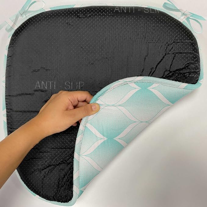 Lunarable Aquamarine Chair Seating Cushion Set of 8, Retro Nostalgic Pattern with Geometry Inspired Motif and Dotted Lines, Anti-Slip Seat Padding for Kitchen & Patio, 16"x16", Turquoise Eggshell