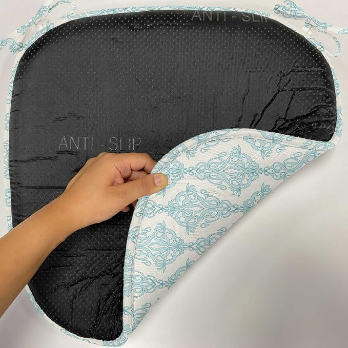 Lunarable Damask Blue Chair Seating Cushion Set of 2, Vintage Antique Pattern with Classic Victorian Motif, Anti-Slip Seat Padding for Kitchen & Patio, 16"x16", Eggshell Pale Cadet Blue