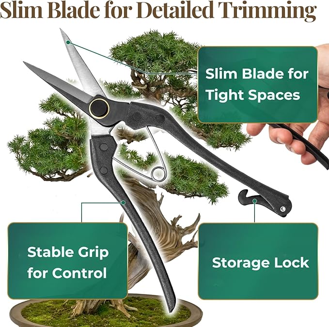 Wablade Japanese Pruning Shears Double-Edge, 8.2-Inch Precision Pruning Scissors for Buds, Flowers & Soft Stems, Cuts Up to 0.2" (5 mm), Forged Alloy Steel Blade, Made in Japan