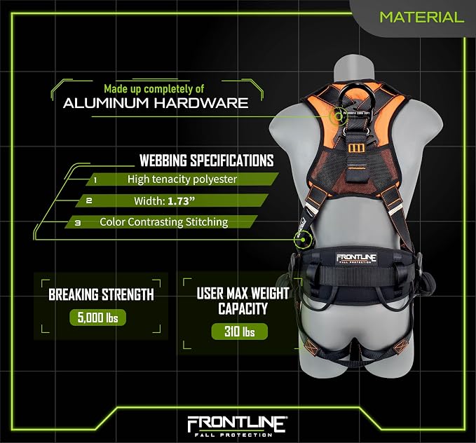 FRONTLINE FALL PROTECTION Harnesses + D-Ring+ Multiple Styles + OSHA and ANSI compliant