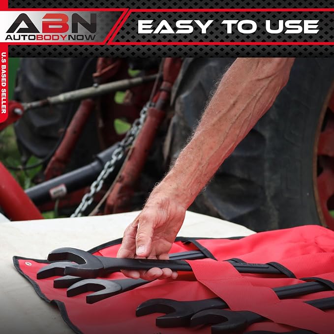 ABN Large Combination Wrench Set SAE 1-5/16 to 2in - Standard 10 Piece Jumbo Open End Wrench Set