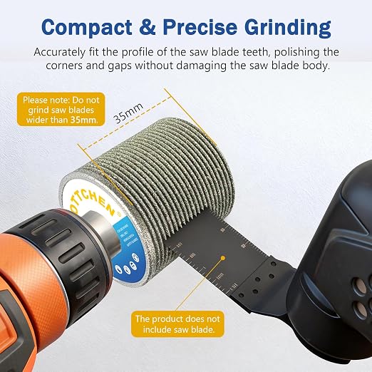 SCOTTCHEN Oscillating Saw Blade Sharpener, Re-Sharpens Dull Saw Blades, Diamond Oscillating Multi-Tool Blade Sharpener for Hand Drills - Upgraded Frameless Design to Quickly Restore Dull Blades