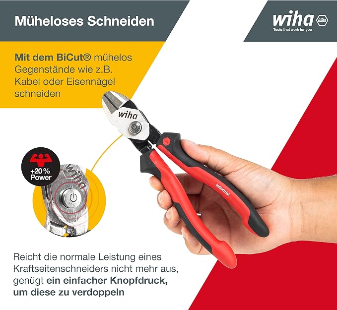 Wiha BiCut Professional - pliers (Diagonal-cutting pliers, Steel, Black/Red)