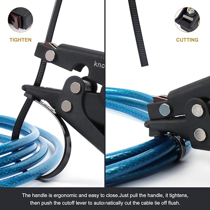 Cable Tie Gun,Knoweasy Zip Tie Tool and Tensioning and Cutting Tool for Plastic or Nylon Cable Tie