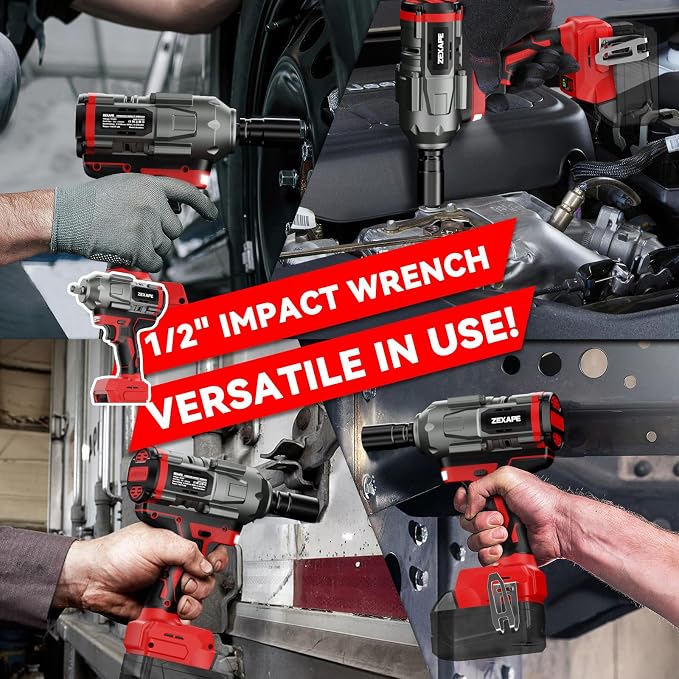 Cordless Impact Wrench 1/2 inch for Milwaukee Battery, Impact Wrench 1360N.m(950Ft-lbs) High Torque Brushless Electric Impact Gun, Power Impact Driver with 3-Mode Speed, LED Work Light(no battery)