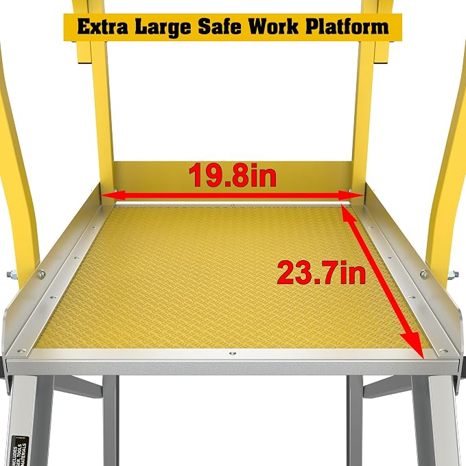 5 Step Rolling Platform Ladder Industrial Rolling Ladder with Wheels Non-Slip Aluminum Scaffolding Platform Stairs for Warehouse, Garage, 20"×24" Platform, 375lbs Capacity