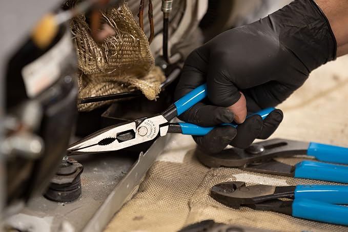 Channellock Needle-Nose Pliers E318 - Long Nose, High Carbon Steel, Blue Handle - 8-Inch Combination