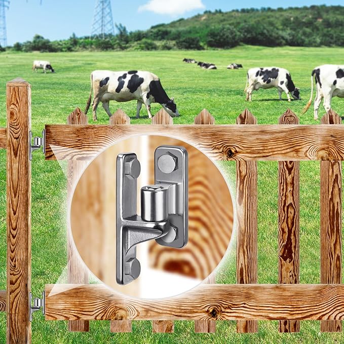 Insaga 304 Stainless Steel Gate Hinges Heavy Duty 600LB Capacity, 5/8'' Non-Welded One-Piece Design, Wall Mount Hinges for Farm Gates & Wooden Fences, 4Pack