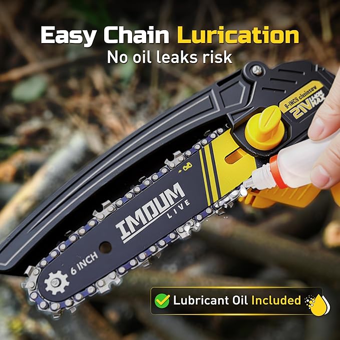 6-Inch Mini Chainsaw Cordless, 21V 2.0Ah Battery Powered Electric Pruning Saw, One-Hand Chain Saw for Tree Trimming, Lightweight, Small and Easy Control for Seniors, Women, Beginners & Yard Work