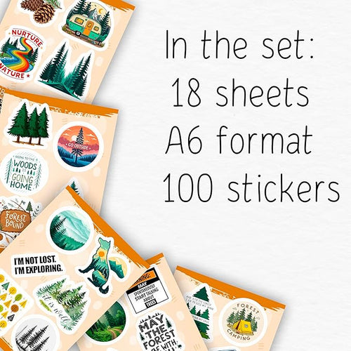 100Pcs Forest Stickers for Water Bottle, Woodland Stickers - Forest Party Supplies & Decorations - Woodland Gifts - Gift for Women & Men