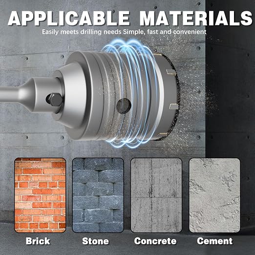 2-9/16" Concrete Hole Saw, 65mm Masonry Hole Saw, with 110mm SDS Plus Shank Connecting Rod for Concrete Brick Cement Stone Wall Drilling Home Improvement
