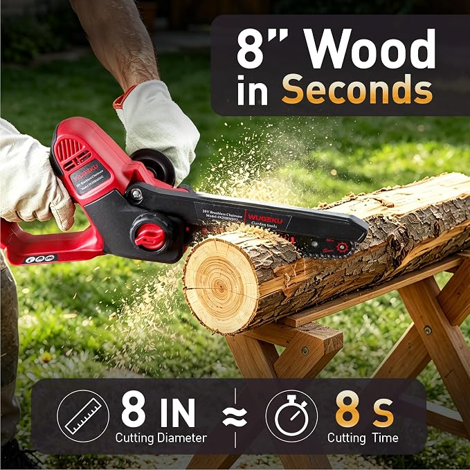 8-Inch Brushless Mini Chainsaw, Fits Makita 18V LXT Batteries | Auxiliary Handle for Steadier Two-Hand Control, 2×4.0Ah Batteries, Auto Oiler, Tool-Free Tension, Case & Safety Gear