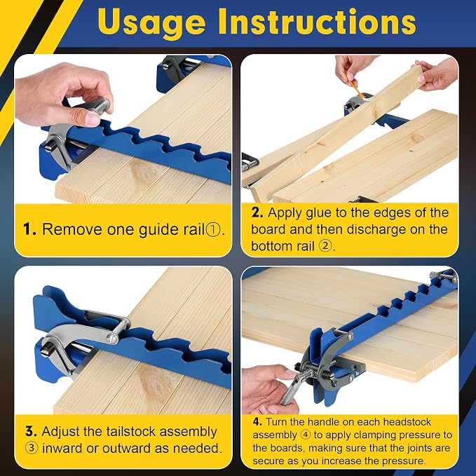 19 inch Panel Clamps 2 Pack with Clamps Storage Rack, 4-Way Pressure Steel Clamps 4 Serrated Rigid Guide Rails Make Panel Flat, Deluxe Panel Clamps for Cutting Boards, Tabletops, and Cabinet Making