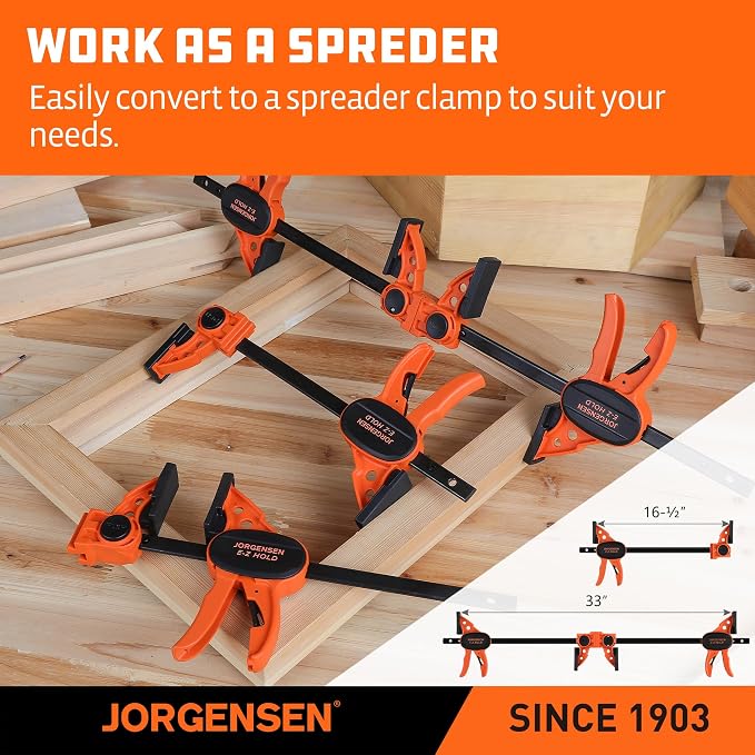 JORGENSEN E-Z Hold 2-Pack 12" 200LBS Light Duty Woodworking Bar Clamps