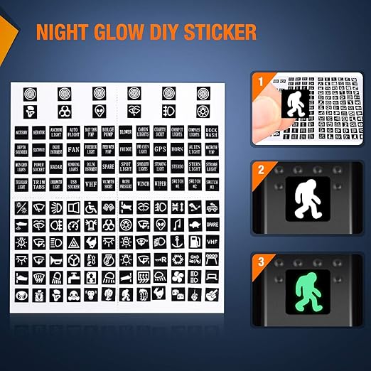 Nilight 6PCS 5PIN SPST Rocker Switches with 6 Sets Jumper Wires Set 20A/12V 10A/24V On/Off Toggle Switches with Night Glow Sticker for Trucks Boats Auto Motorcycles,2 Years Warranty (90131F) , Blue
