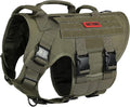 OneTigris Large Tactical Dog Harness, No Pulling Adjustable Dog Vest Harness, Heavy Duty X Destroyer Dog Harness with Handle, Large Hook and Loop Panels for Patch Green