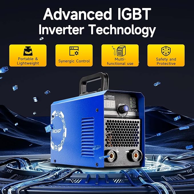 RILAND Stick Welder with Digital Display, 200A ARC/Lift TIG Welding Machine with Synergic Control, IGBT Inverter 110V/220V Portable MMA Welder Machine with Hot Start, Arc force and Anti-Stick